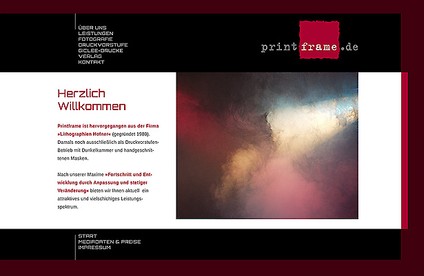 Printframe - Website von Tomm Everett