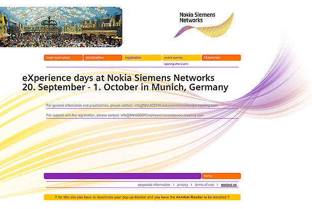 Nokia Siemens Networks - Datenbanksystem Event-Generator mit Website von Tomm Everett